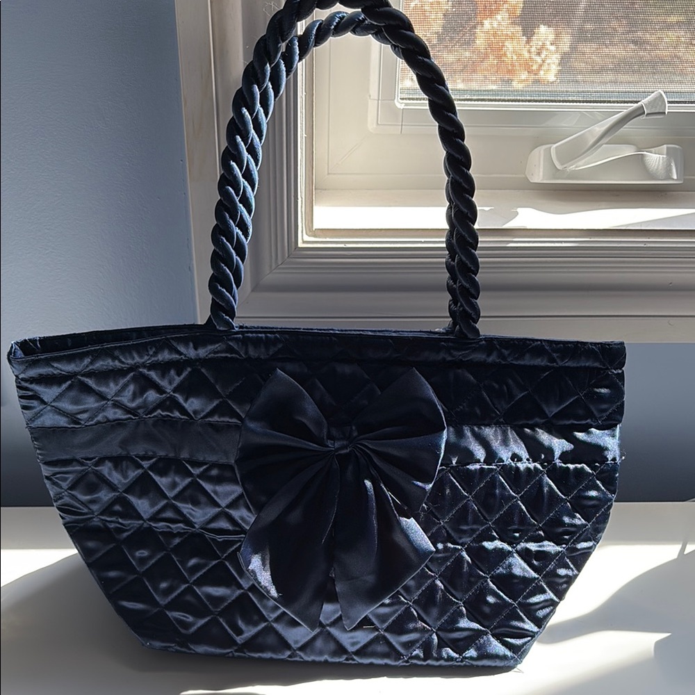 Navy Quilted Tote Bag